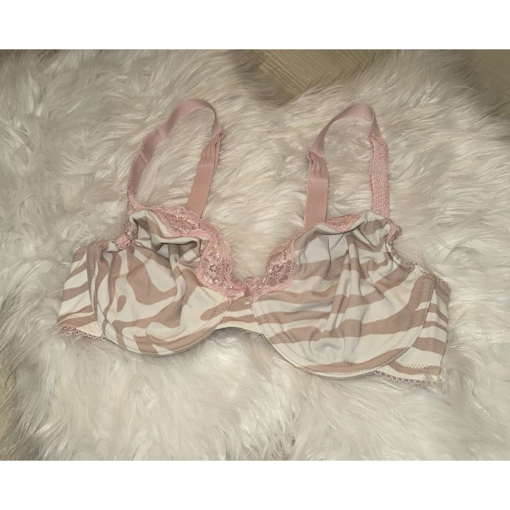 Whimsy Lunaire Seamless T-Shirt Bra Zebra Print Lace Underwire 161-11 Womens 36C